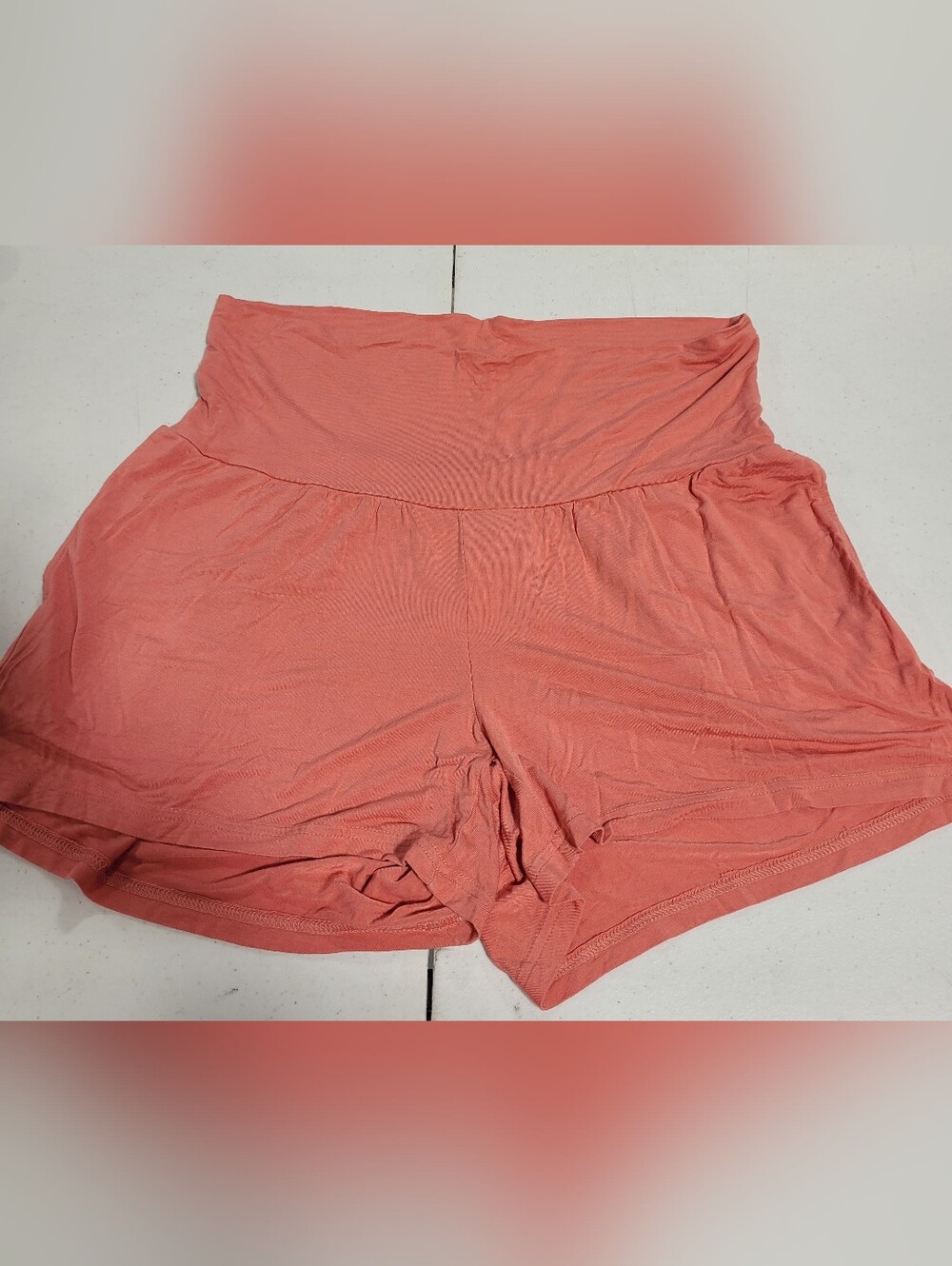 Old Navy Coral High-Waist Fold-Over Maternity Lounge Shorts
